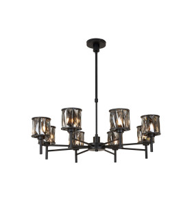Keene 76.8cm 8 Light G9 Telescopic Light Satin Black / Smoke Crystal Shade-1