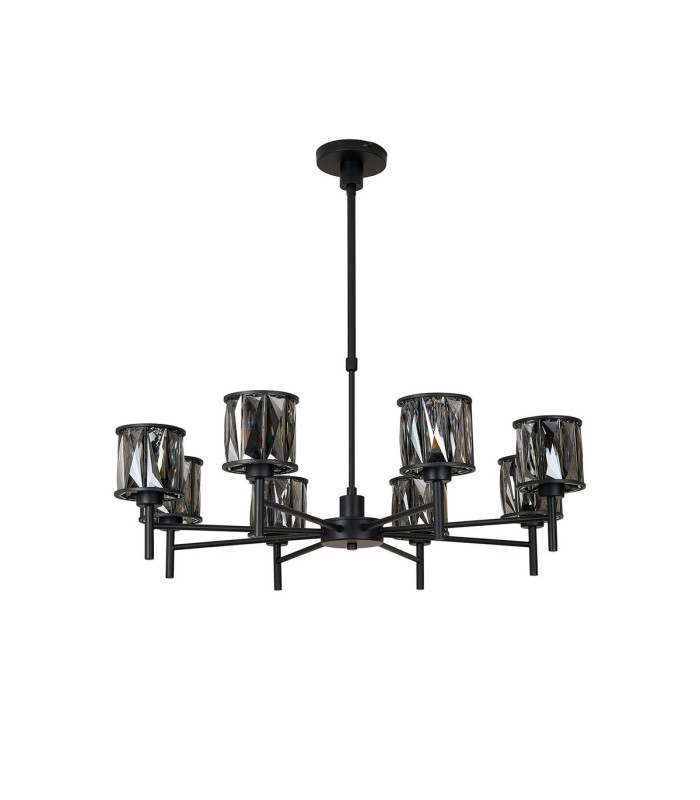 Keene 76.8cm 8 Light G9 Telescopic Light Satin Black / Smoke Crystal Shade-4