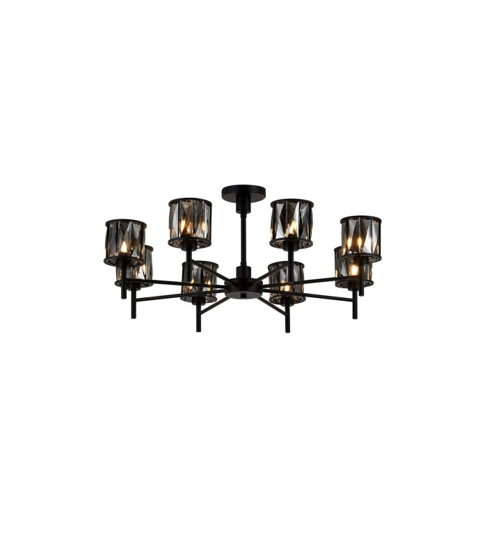 Keene 76.8cm 8 Light G9 Telescopic Light Satin Black / Smoke Crystal Shade-5