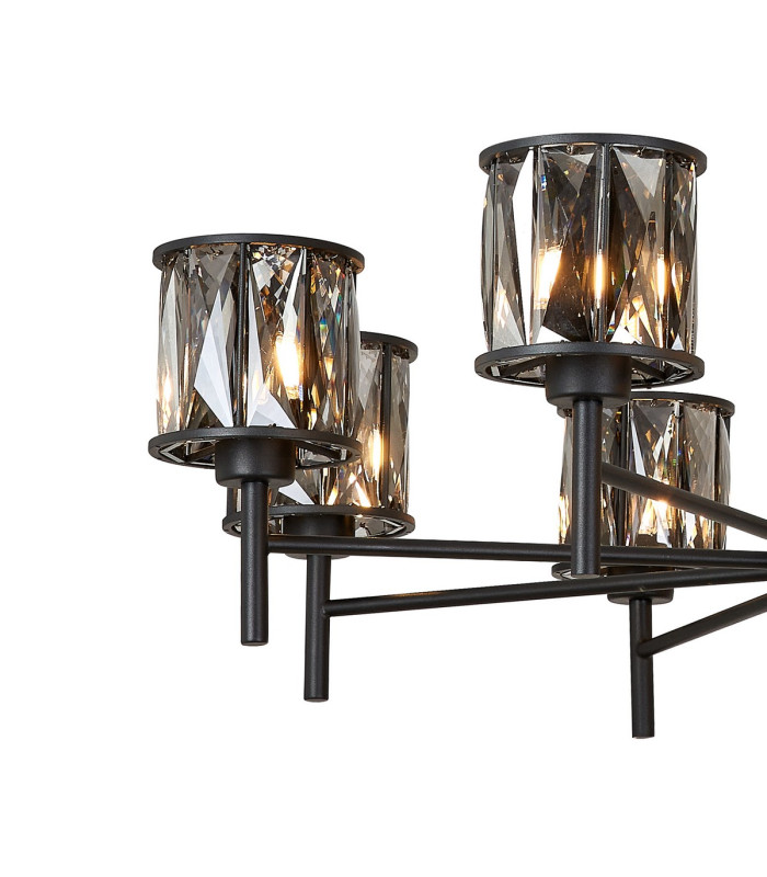 Keene 76.8cm 8 Light G9 Telescopic Light Satin Black / Smoke Crystal Shade-7
