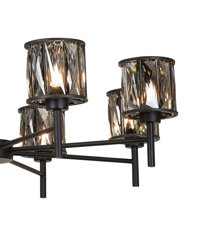 Keene 76.8cm 8 Light G9 Telescopic Light Satin Black / Smoke Crystal Shade-8