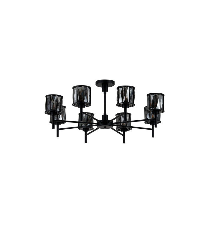Keene 76.8cm 8 Light G9 Telescopic Light Satin Black / Smoke Crystal Shade-10
