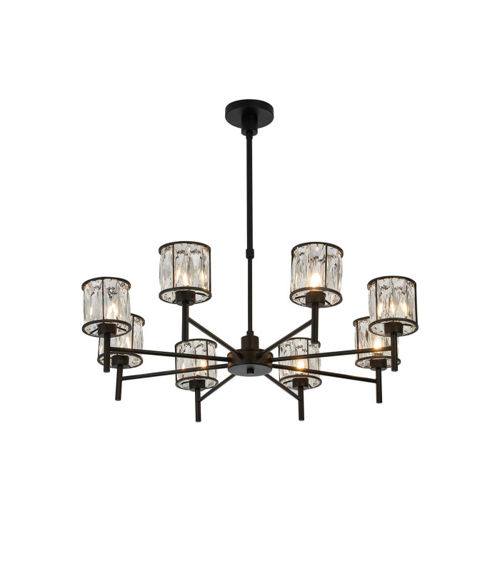 Keene 76.8cm 8 Light G9 Telescopic/Semi Flush Sand Black / Clear Crystal Shade-1