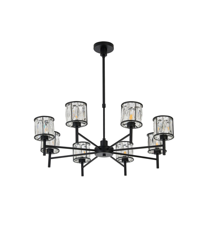 Keene 76.8cm 8 Light G9 Telescopic/Semi Flush Sand Black / Clear Crystal Shade-5