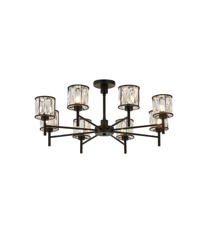 Keene 76.8cm 8 Light G9 Telescopic/Semi Flush Sand Black / Clear Crystal Shade-6