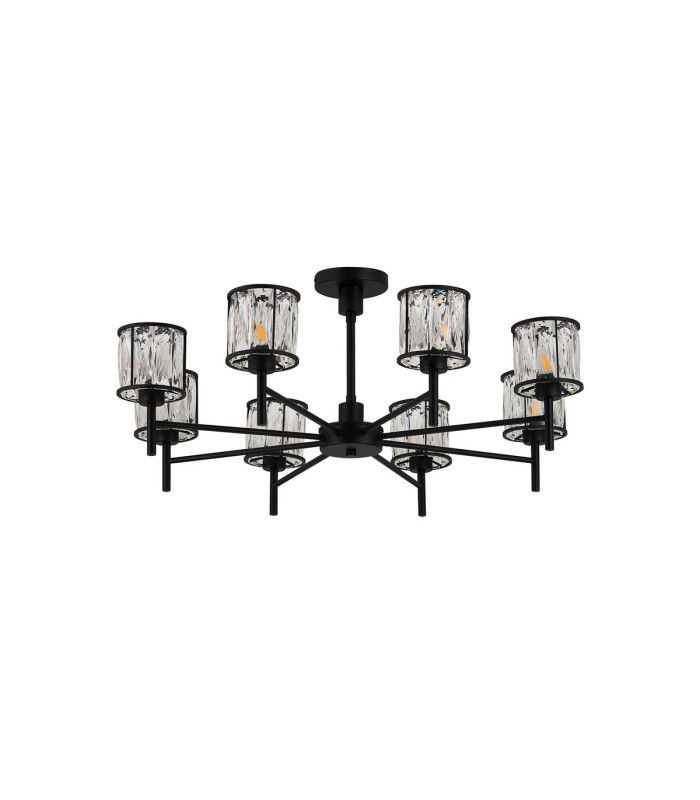 Keene 76.8cm 8 Light G9 Telescopic/Semi Flush Sand Black / Clear Crystal Shade-7