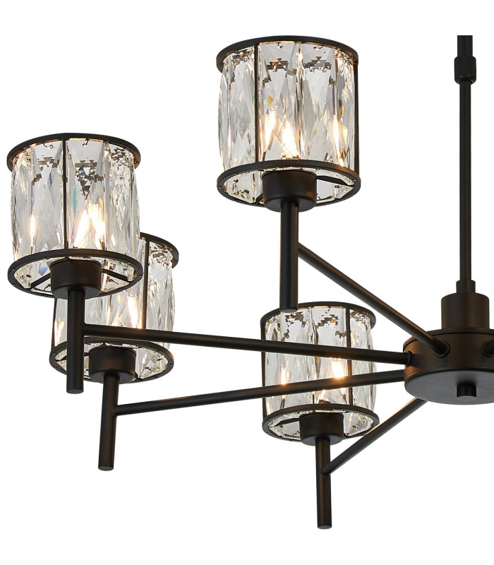Keene 76.8cm 8 Light G9 Telescopic/Semi Flush Sand Black / Clear Crystal Shade-9