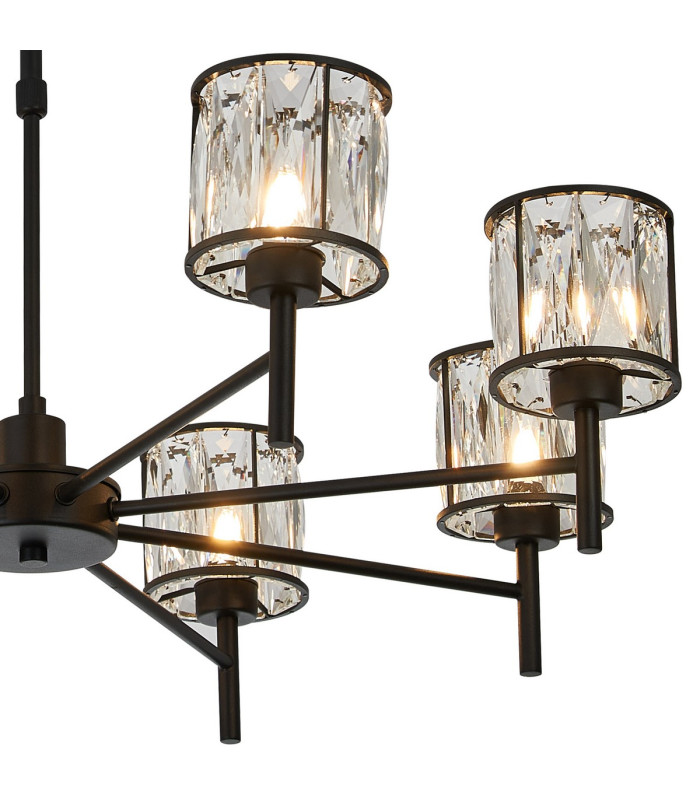 Keene 76.8cm 8 Light G9 Telescopic/Semi Flush Sand Black / Clear Crystal Shade-10
