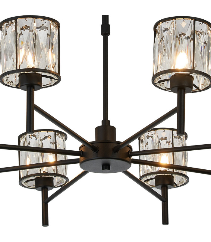 Keene 76.8cm 8 Light G9 Telescopic/Semi Flush Sand Black / Clear Crystal Shade-11