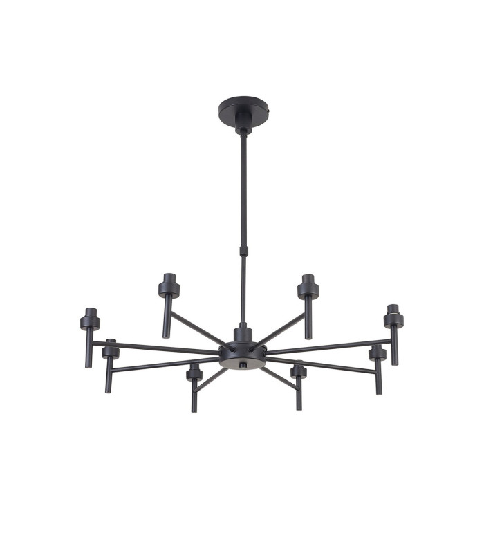 Keene 76.8cm 8 Light G9 Telescopic/Semi Flush Sand Black / Clear Crystal Shade-12