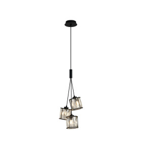 Keene 12cm 3 Light G9 2m Cluster Pendant Sand Black / Clear Crystal Shade-1