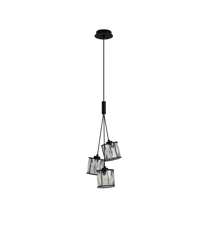 Keene 12cm 3 Light G9 2m Cluster Pendant Sand Black / Clear Crystal Shade-5
