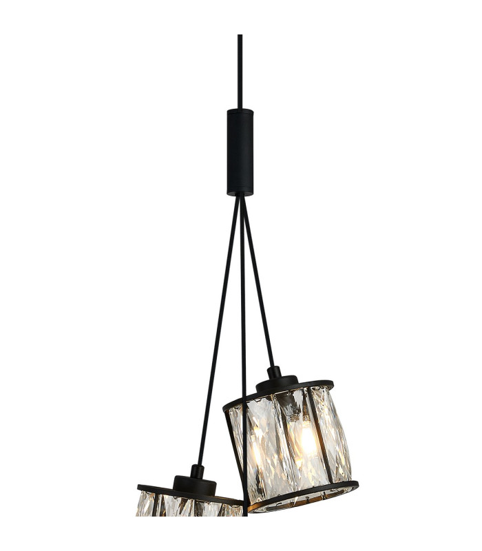Keene 12cm 3 Light G9 2m Cluster Pendant Sand Black / Clear Crystal Shade-6