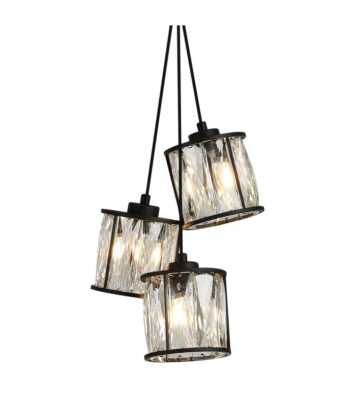 Keene 12cm 3 Light G9 2m Cluster Pendant Sand Black / Clear Crystal Shade-7