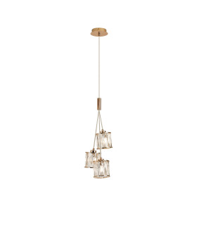 Keene 12cm 3 Light G9 2m 1 Drop Cluster Pendant French Gold / Clear Crystal Shade-1