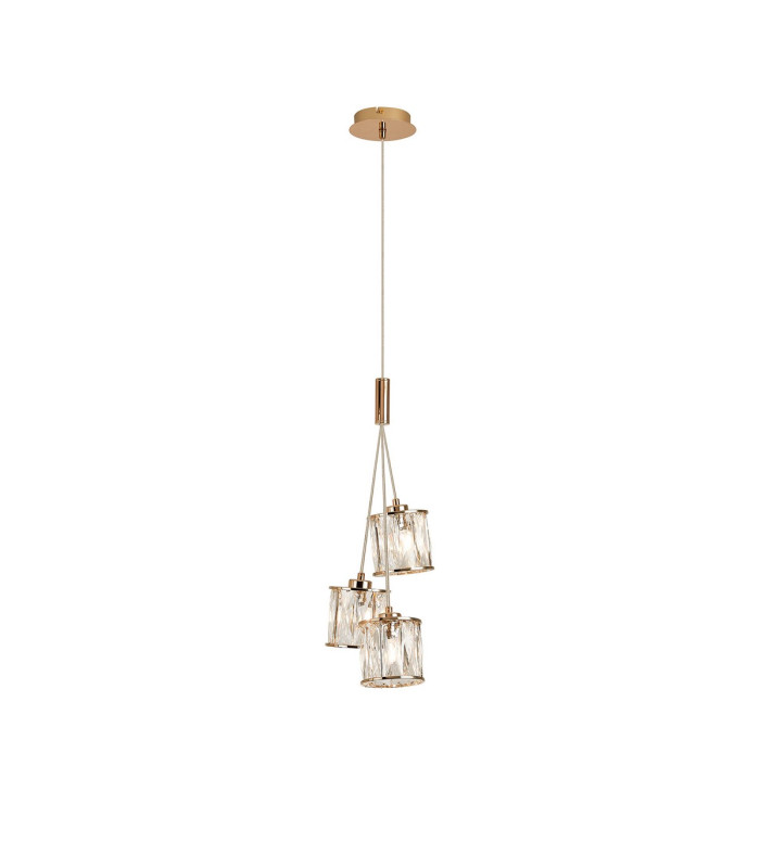 Keene 12cm 3 Light G9 2m 1 Drop Cluster Pendant French Gold / Clear Crystal Shade-1