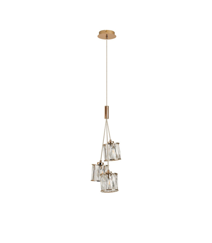 Keene 12cm 3 Light G9 2m 1 Drop Cluster Pendant French Gold / Clear Crystal Shade-5