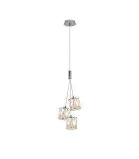 Keene 12cm 3 Light G9 2m 1 Drop Cluster Pendant Polished Chrome / Clear Crystal Shade-1