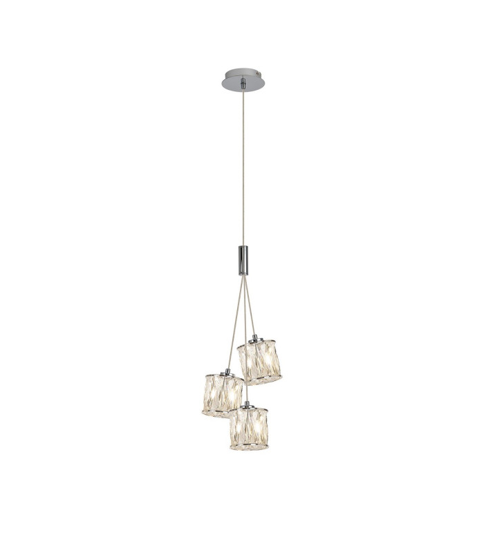 Keene 12cm 3 Light G9 2m 1 Drop Cluster Pendant Polished Chrome / Clear Crystal Shade-1