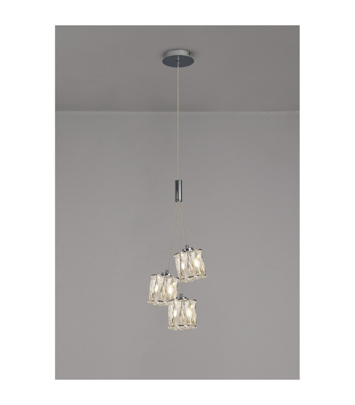 Keene 12cm 3 Light G9 2m 1 Drop Cluster Pendant Polished Chrome / Clear Crystal Shade-3