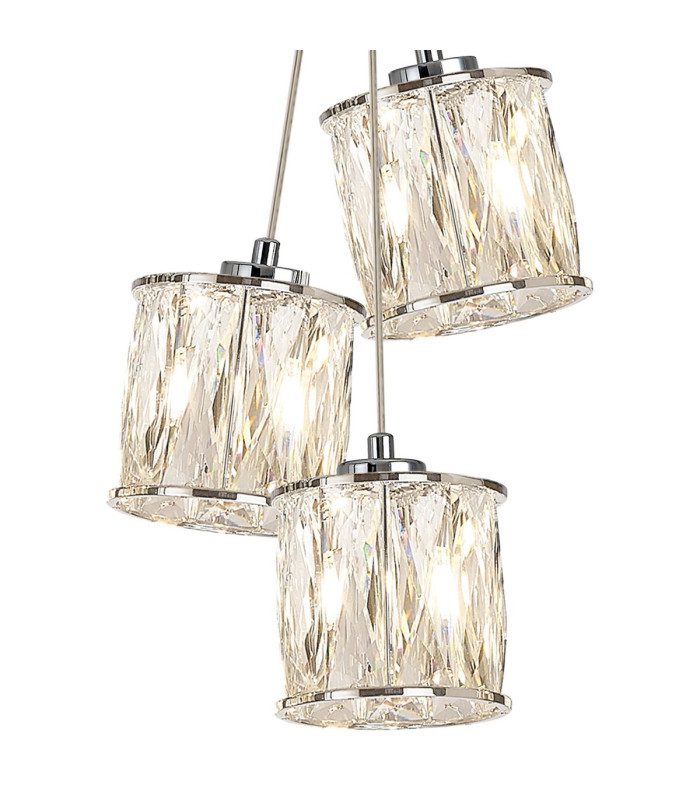 Keene 12cm 3 Light G9 2m 1 Drop Cluster Pendant Polished Chrome / Clear Crystal Shade-7