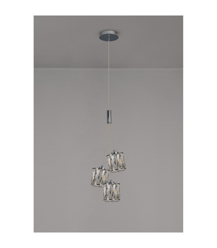 Keene 12cm 3 Light G9 2m 1 Drop Cluster Pendant Polished Chrome / Clear Crystal Shade-10