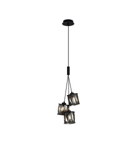 Keene 12cm 3 Light G9 2m 1 Drop Cluster Pendant Sand Black / Smoked Crystal Shade-1