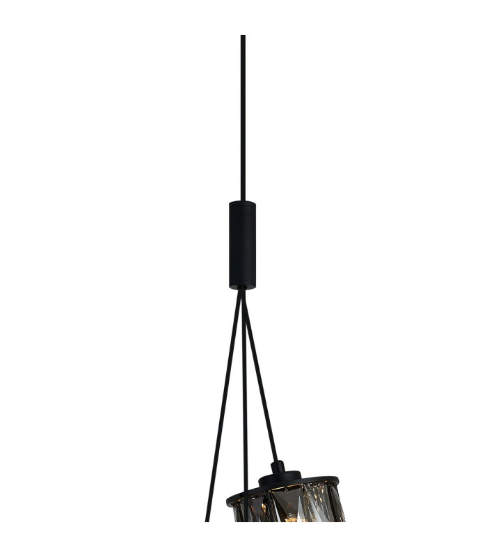 Keene 12cm 3 Light G9 2m 1 Drop Cluster Pendant Sand Black / Smoked Crystal Shade-6