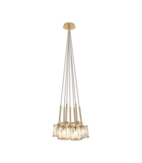 Keene 28.5cm 7 Light G9 1.5m Cluster Pendant French Gold / Clear Crystal Shade-1