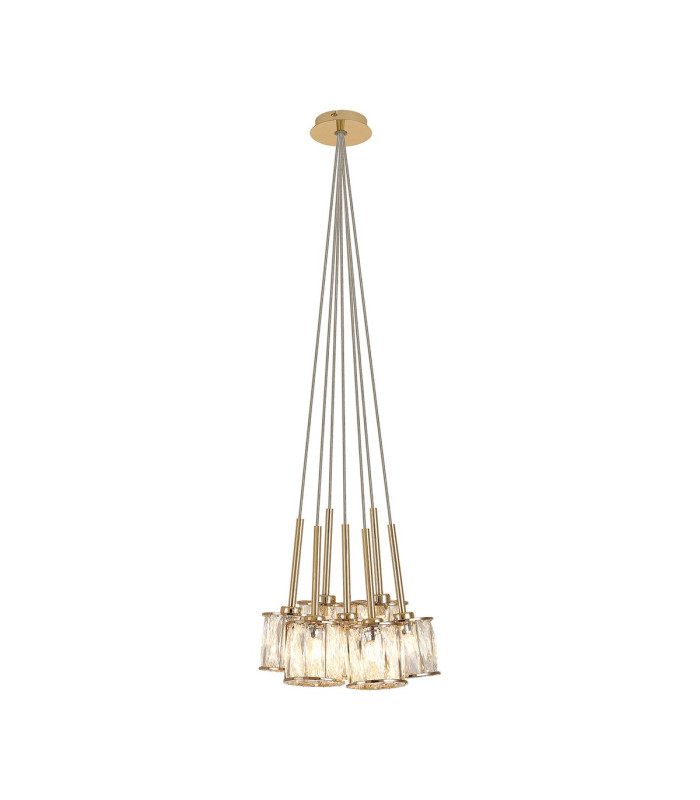 Keene 28.5cm 7 Light G9 1.5m Cluster Pendant French Gold / Clear Crystal Shade-1