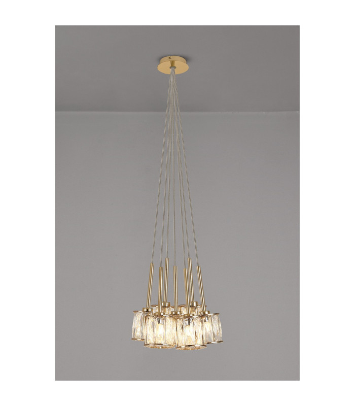 Keene 28.5cm 7 Light G9 1.5m Cluster Pendant French Gold / Clear Crystal Shade-3