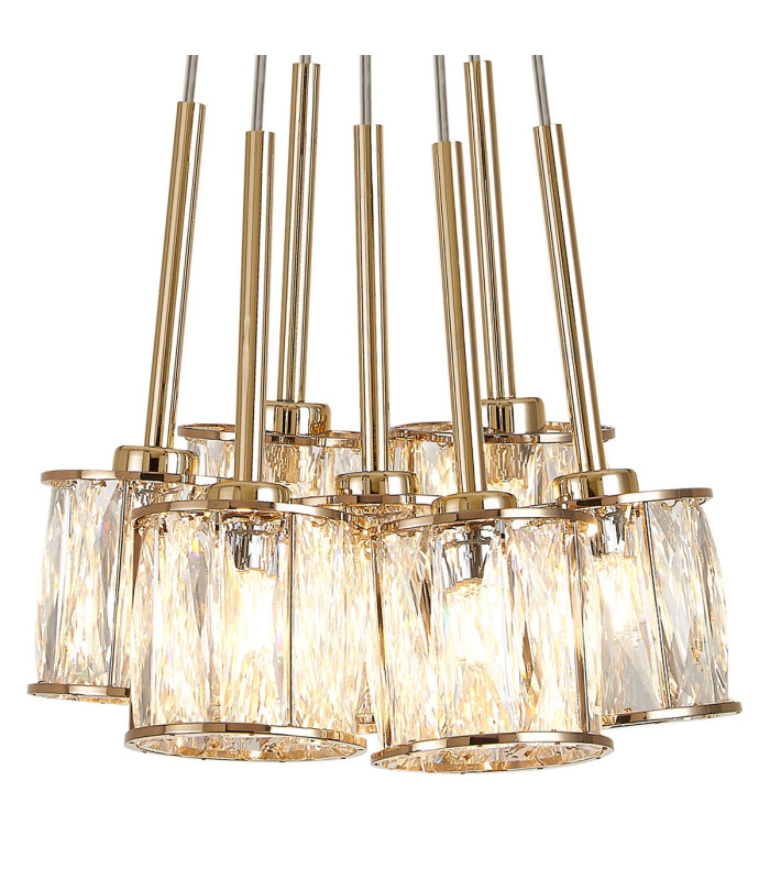Keene 28.5cm 7 Light G9 1.5m Cluster Pendant French Gold / Clear Crystal Shade-6
