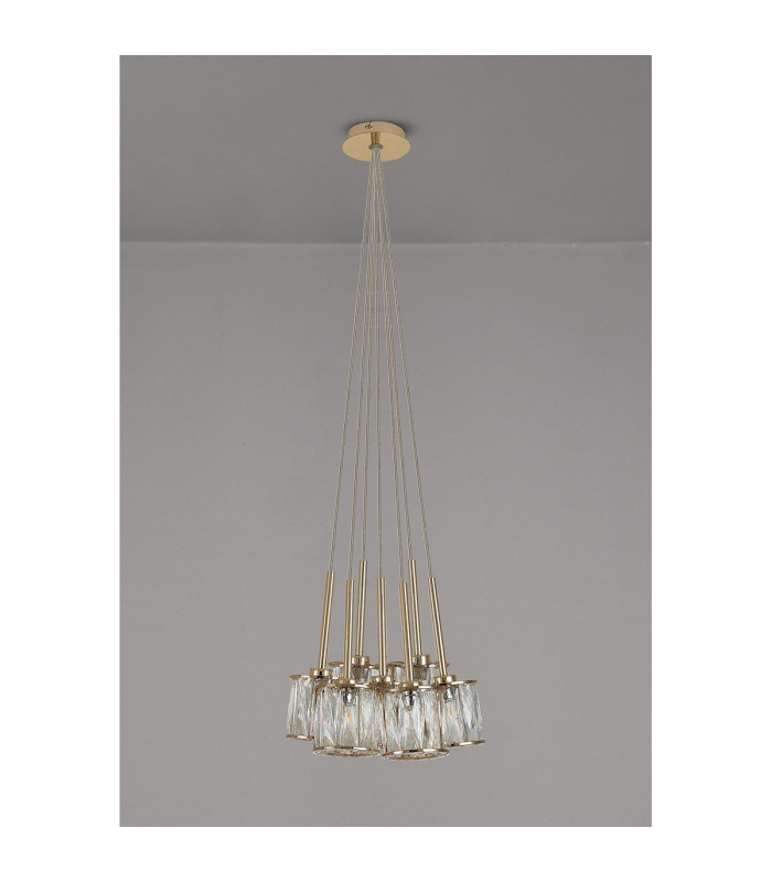 Keene 28.5cm 7 Light G9 1.5m Cluster Pendant French Gold / Clear Crystal Shade-11