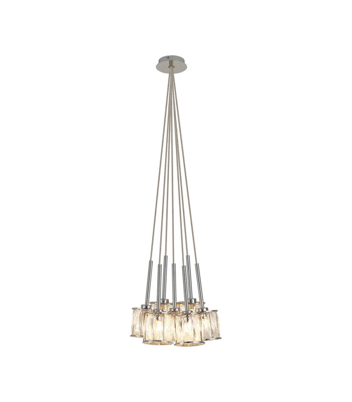 Keene 28.5cm 7 Light G9 1.5m Cluster Pendant Polished Chrome / Clear Crystal Shade-1