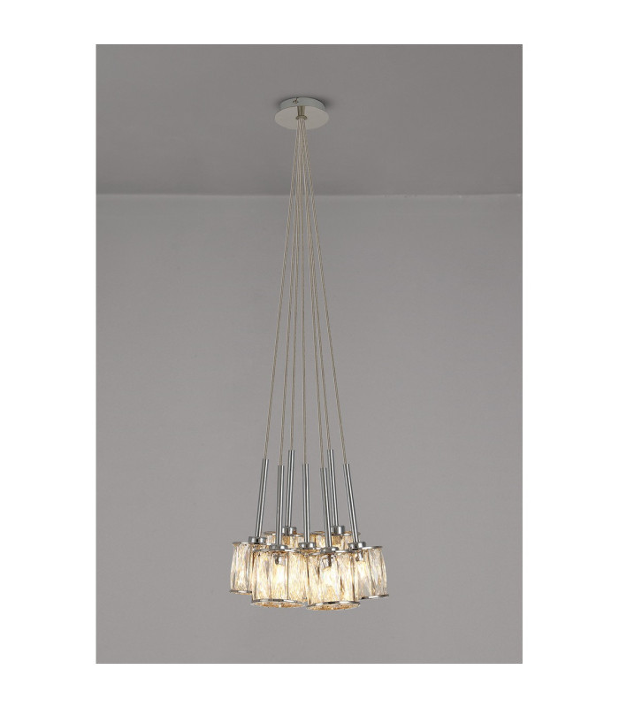 Keene 28.5cm 7 Light G9 1.5m Cluster Pendant Polished Chrome / Clear Crystal Shade-3