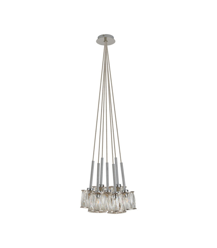 Keene 28.5cm 7 Light G9 1.5m Cluster Pendant Polished Chrome / Clear Crystal Shade-4