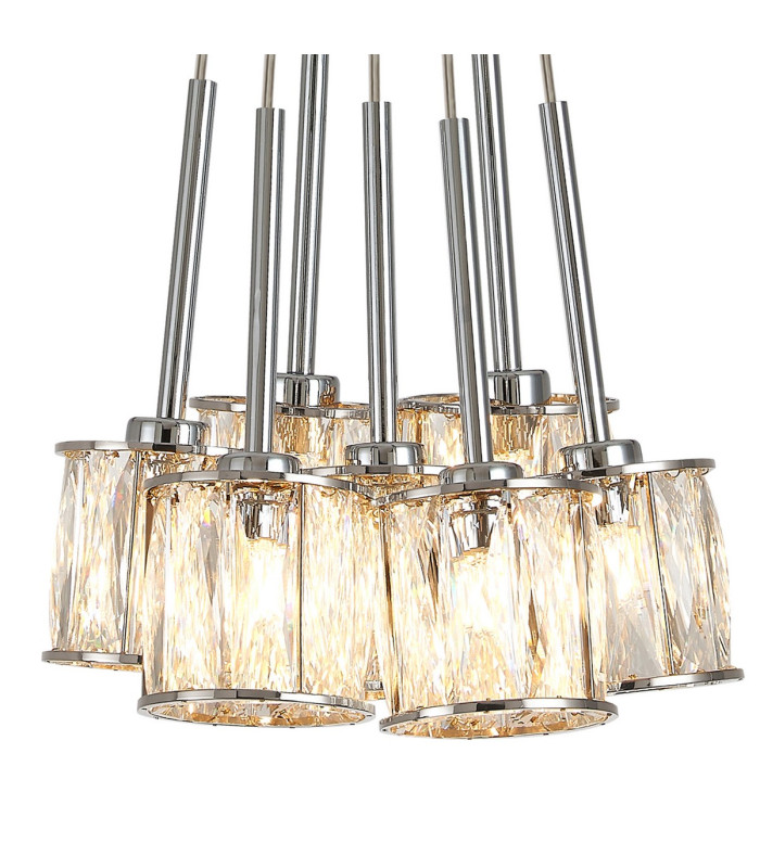 Keene 28.5cm 7 Light G9 1.5m Cluster Pendant Polished Chrome / Clear Crystal Shade-6