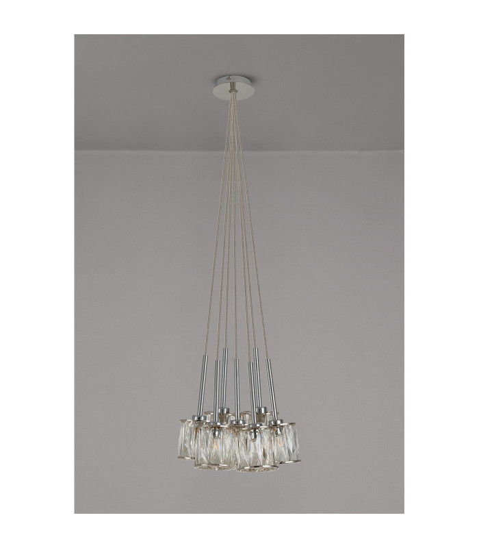 Keene 28.5cm 7 Light G9 1.5m Cluster Pendant Polished Chrome / Clear Crystal Shade-12