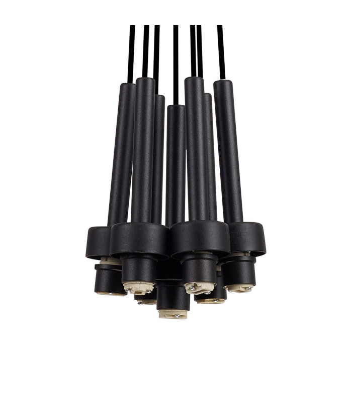 Keene 28.5cm 7 Light G9 1.5m Cluster Pendant Satin Black / Smoke Crystal Shade-11