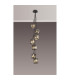 Keene 28.5cm 7 Light G9 1.5m Cluster Pendant Satin Black / Smoke Crystal Shade-15