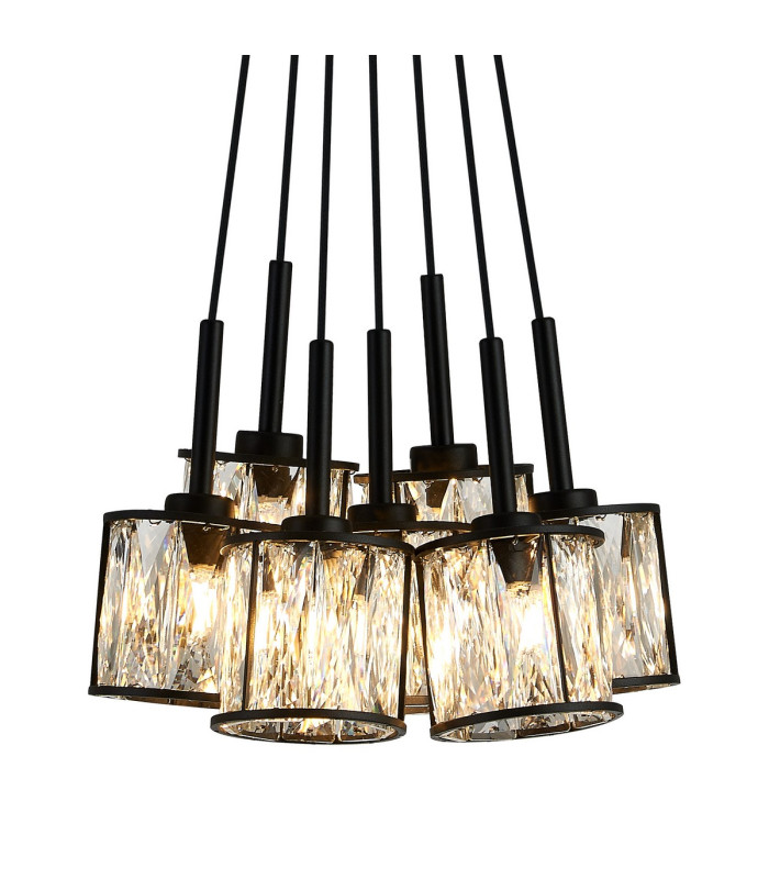 Keene 28.5cm 7 Light G9 1.5m Cluster Pendant Sand Black / Clear Crystal Shade-7