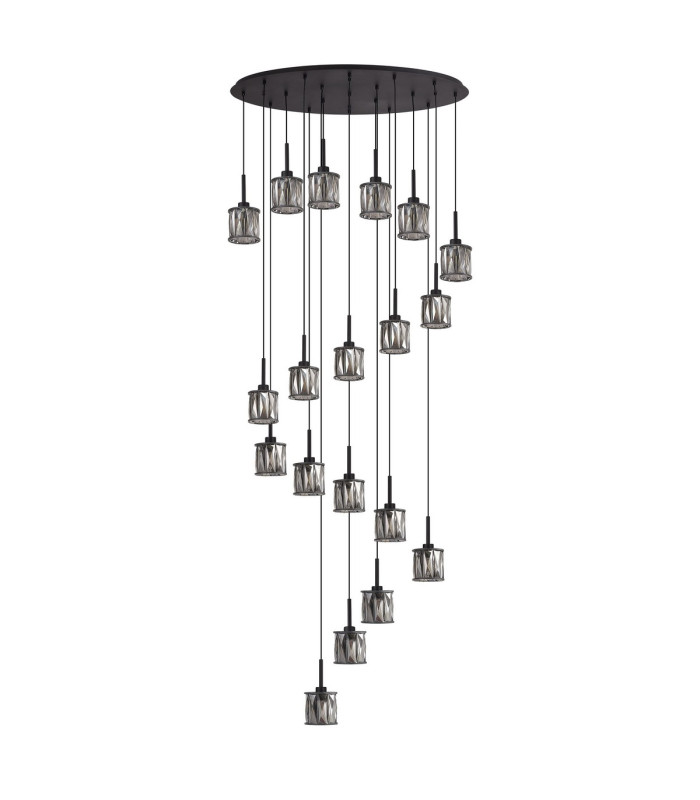 Keene 19 Light G9 2m Oval Multiple Pendant Satin Black / Smoke Crystal Shade Item Weight: 24.1kg-4