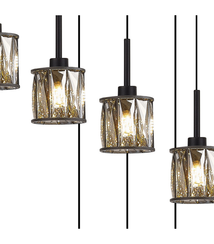 Keene 19 Light G9 2m Oval Multiple Pendant Satin Black / Smoke Crystal Shade Item Weight: 24.1kg-6