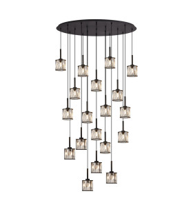 Keene 19 Light G9 2m Oval Multiple Pendant Sand Black / Clear Crystal Shade Item Weight: 24.1kg-1
