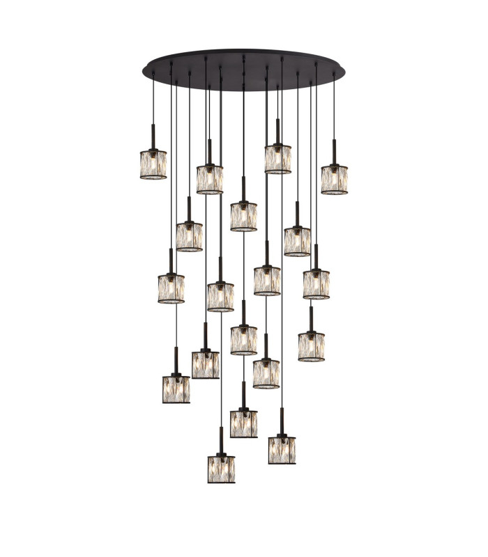 Keene 19 Light G9 2m Oval Multiple Pendant Sand Black / Clear Crystal Shade Item Weight: 24.1kg-1