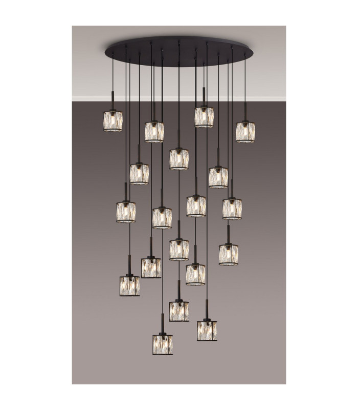 Keene 19 Light G9 2m Oval Multiple Pendant Sand Black / Clear Crystal Shade Item Weight: 24.1kg-3