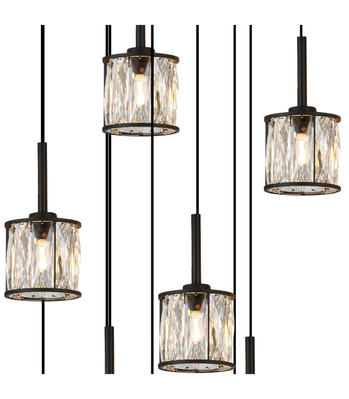 Keene 19 Light G9 2m Oval Multiple Pendant Sand Black / Clear Crystal Shade Item Weight: 24.1kg-6