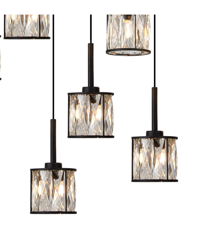 Keene 19 Light G9 2m Oval Multiple Pendant Sand Black / Clear Crystal Shade Item Weight: 24.1kg-7