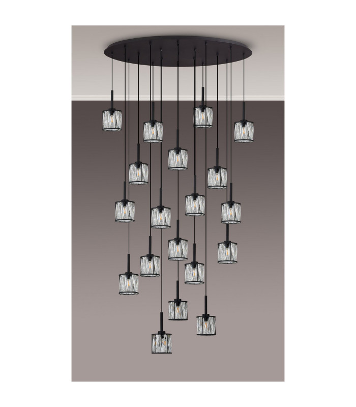 Keene 19 Light G9 2m Oval Multiple Pendant Sand Black / Clear Crystal Shade Item Weight: 24.1kg-12