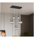 Keene 8 Light G9 2m Rectangle Multiple Pendant Sand Black / Clear Crystal Shade-4